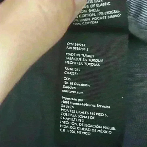 COS Women's Navy Blue Linen Blend Shorts Size 2 Casual Summer Elastic Waist - Picture 5 of 6